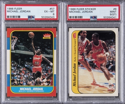 1986/87 Fleer Michael Jordan Rookie Cards PSA-Graded Pair (2 Different) 